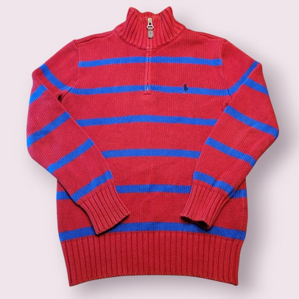 VTG Ralph Lauren Boys Quarter Zip Sweater S Preppy EUC